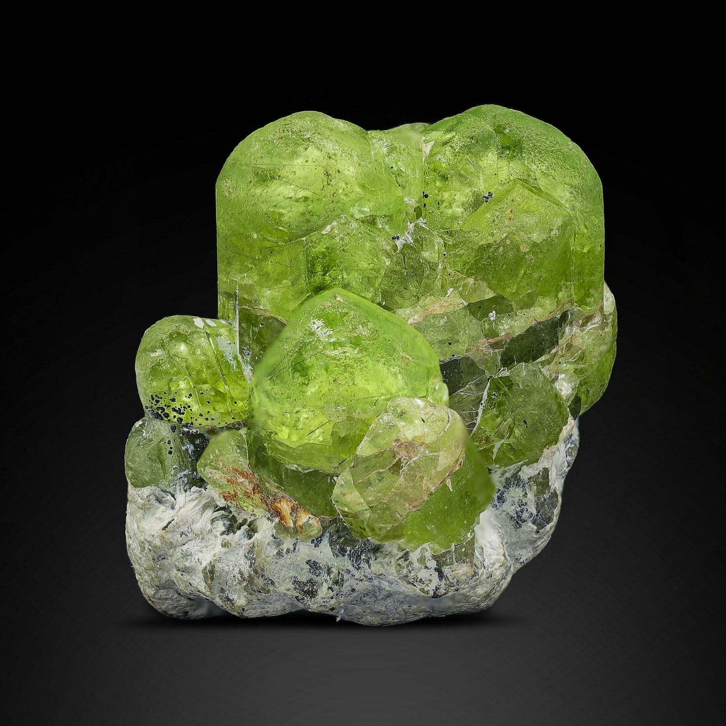 Apple Green Peridot Crystals On Matrix From Pakistan