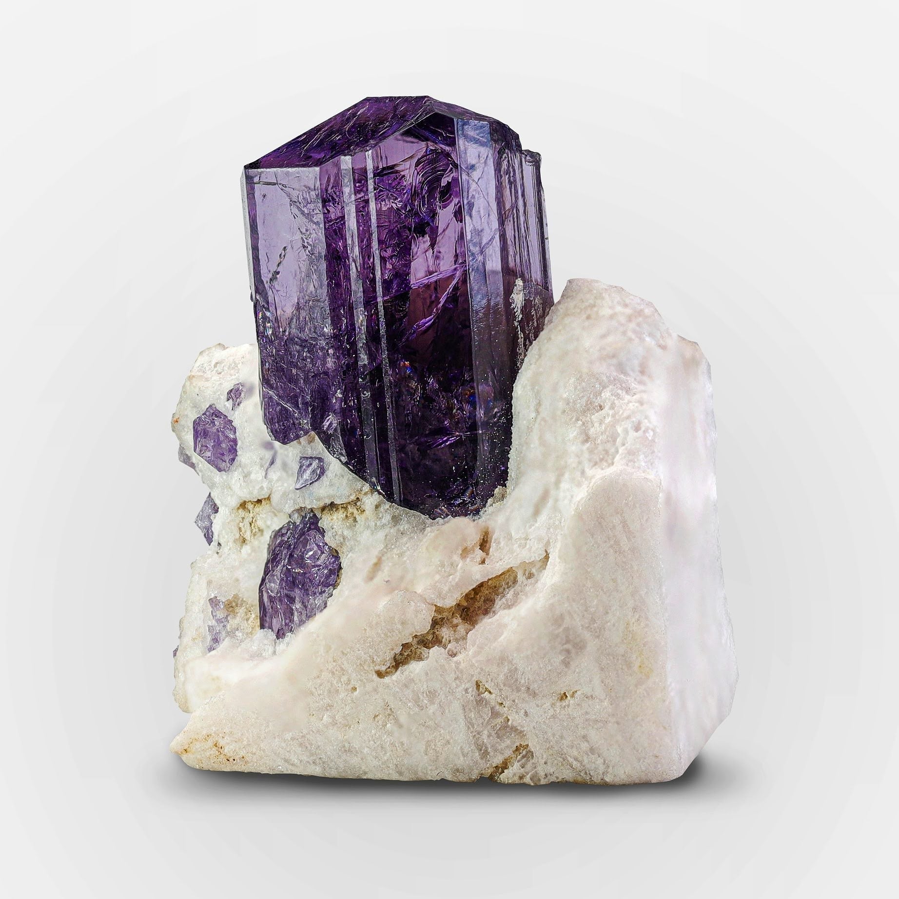 Tabular Scapolite Crystal On Calcite From Afghanistan