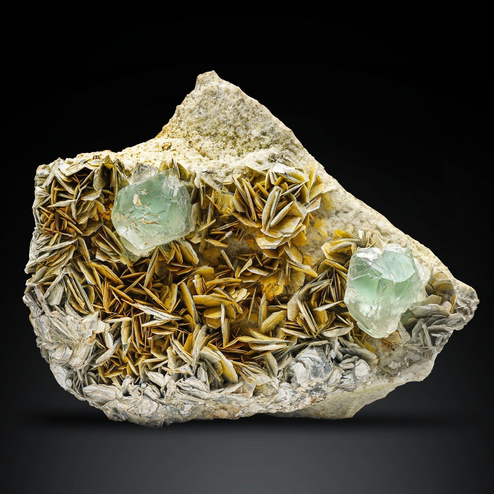 Attractive Isometric Green Fluorite Crystals on Matrix from Pakistan