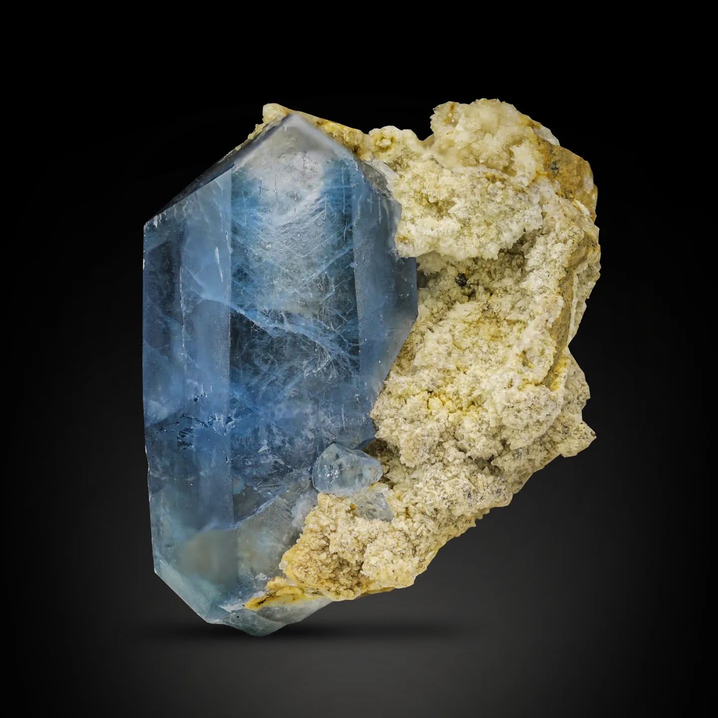 Blue Celestite Crystal On Calcite From Afghanistan