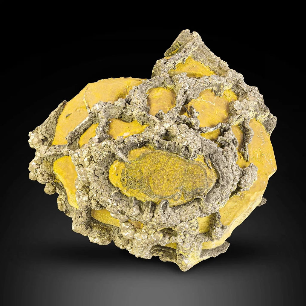 Interesting Golden Color Pyrite Crystals on Limonite Matrix from Pakistan