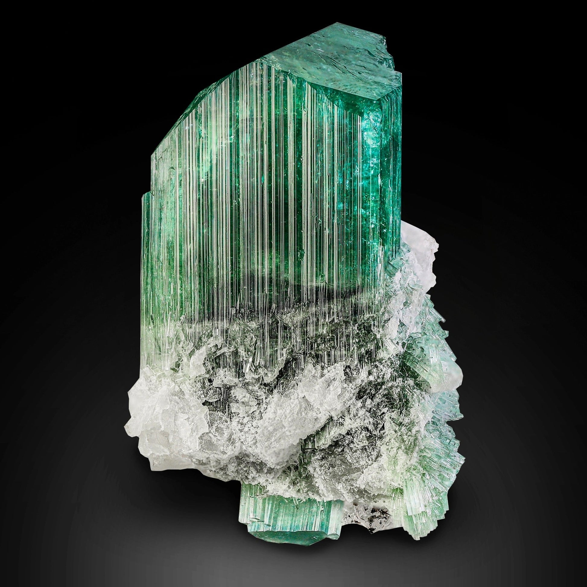 Celestial 'New Find' Emerald Green Tourmaline Crystal with White Albite Matrix from Pakistan
