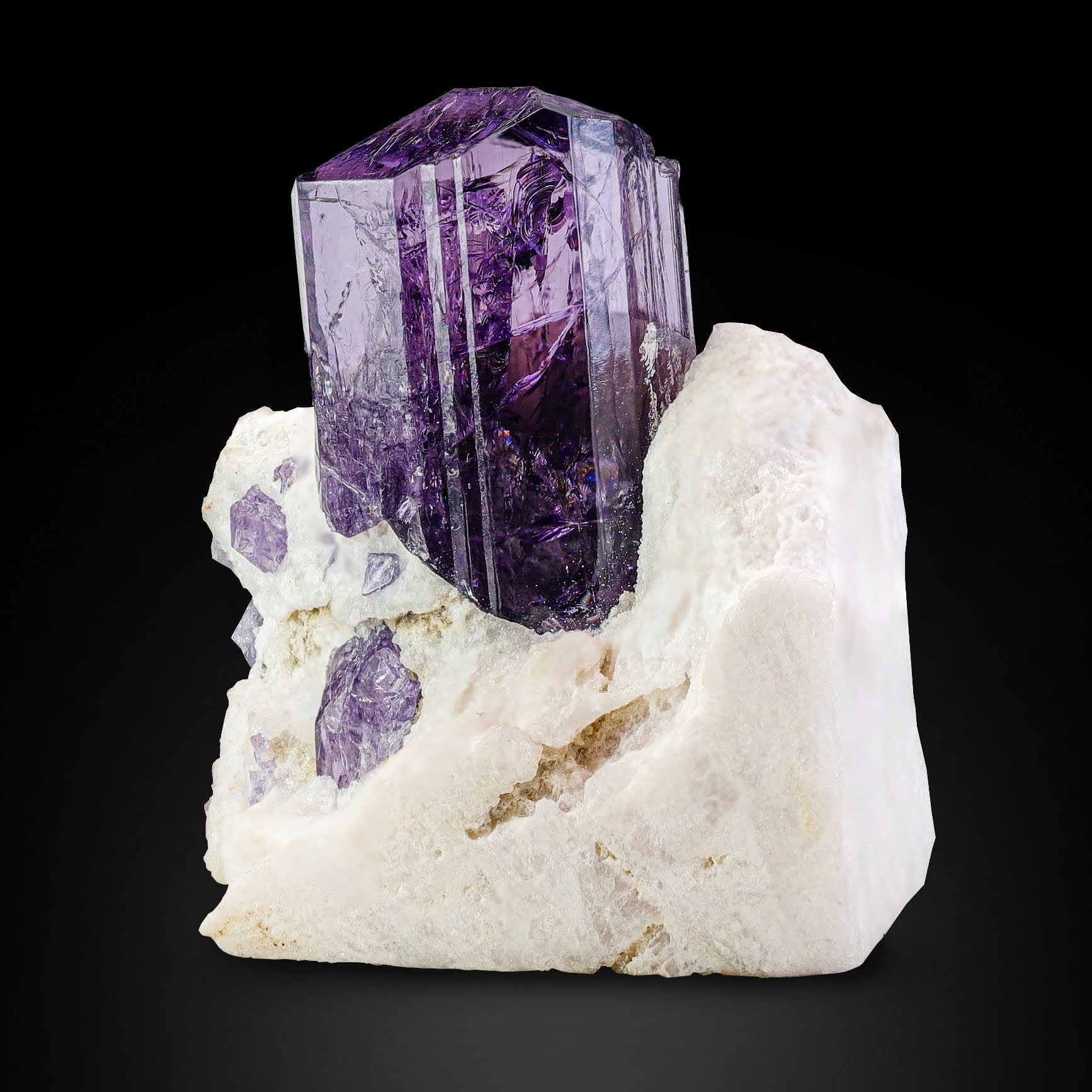 Tabular Scapolite Crystal On Calcite From Afghanistan