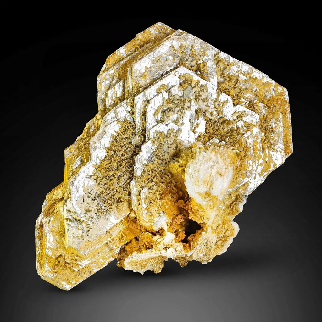 compact golden color Muscovite Mica with Cleavelandite from Pakistan