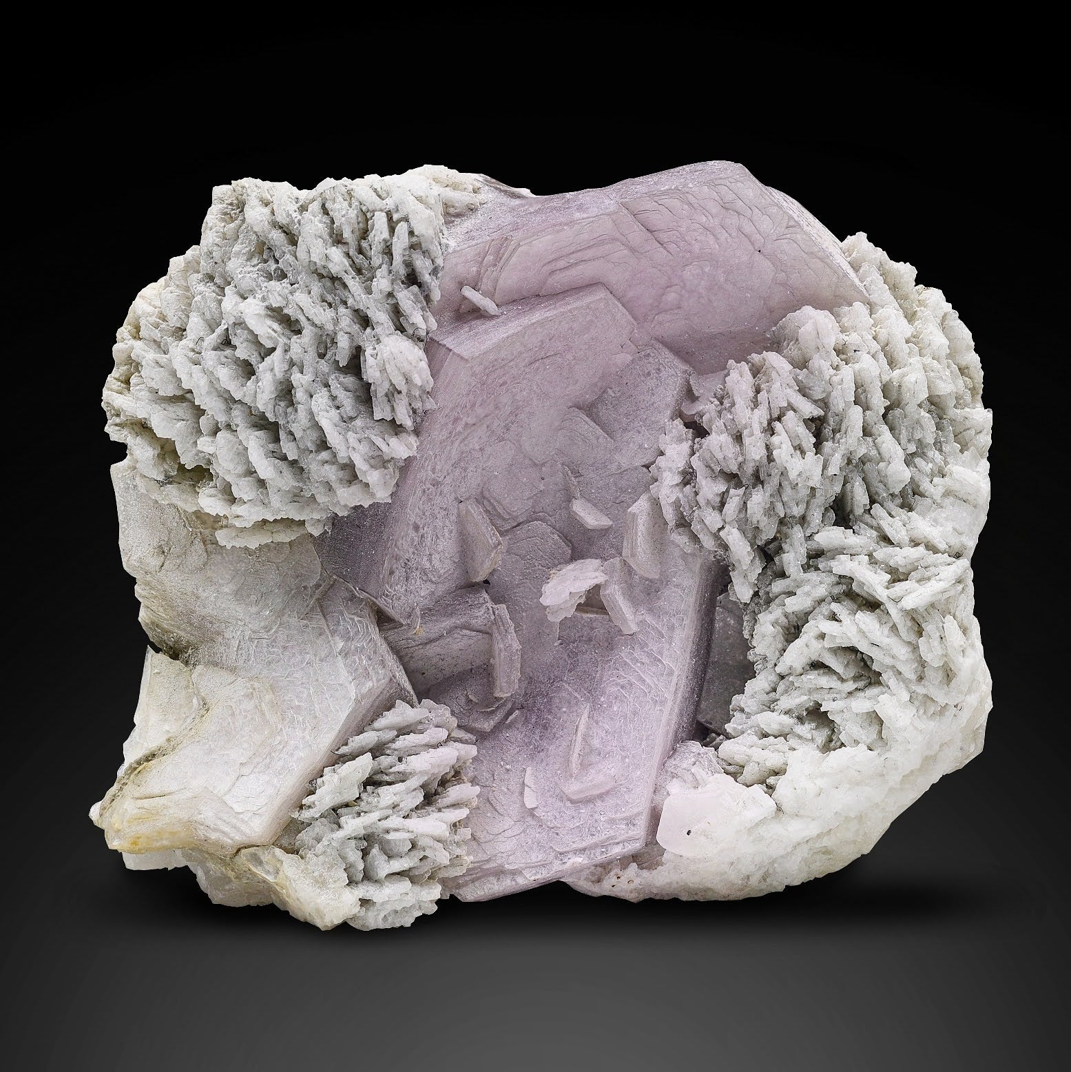 Lepidolite Mica Crystal Cluster On Cleavelandite From Pakistan