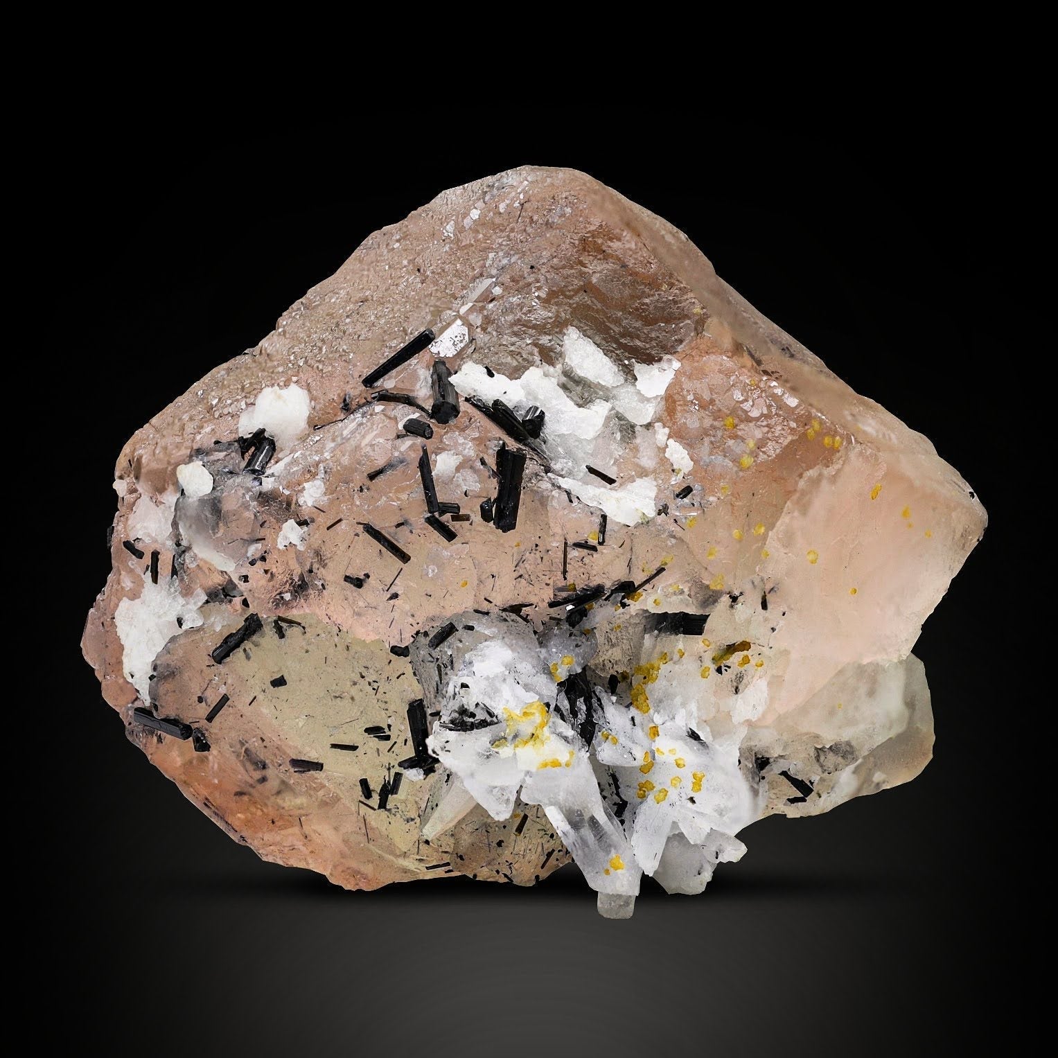 Fluorite With Schorl And Quartz Crystals From Pakistan