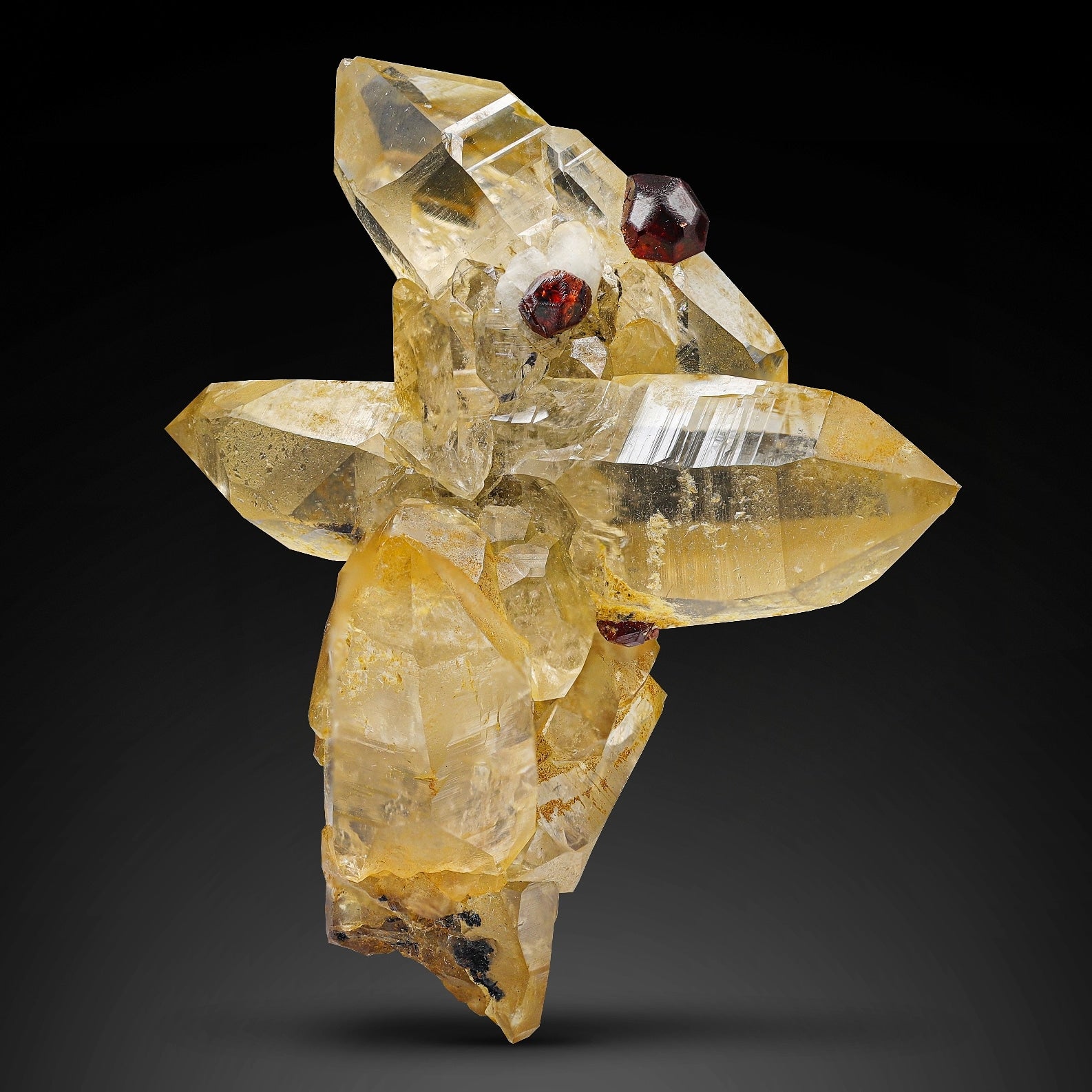 Gorgeous gemstone vibrant red Spessartite Garnet on Quartz from Pakistan