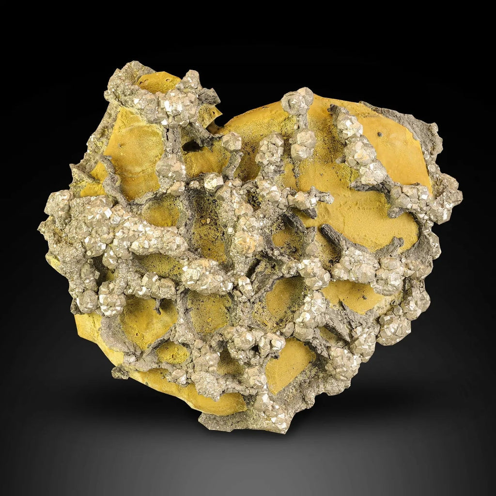 Interesting Golden Color Pyrite Crystals on Limonite Matrix from Pakistan