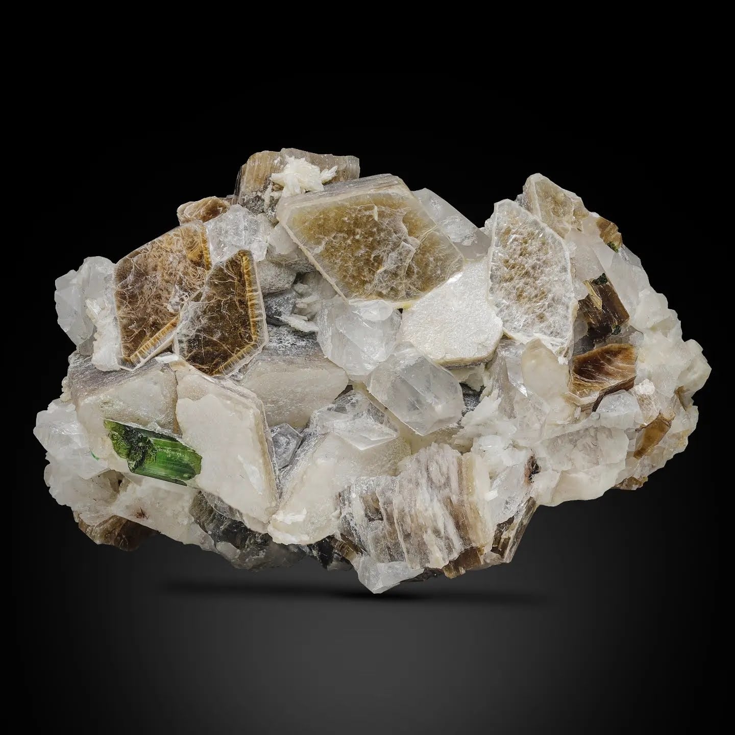 Muscovite With Tourmaline Crystals On Albite From Pakistan