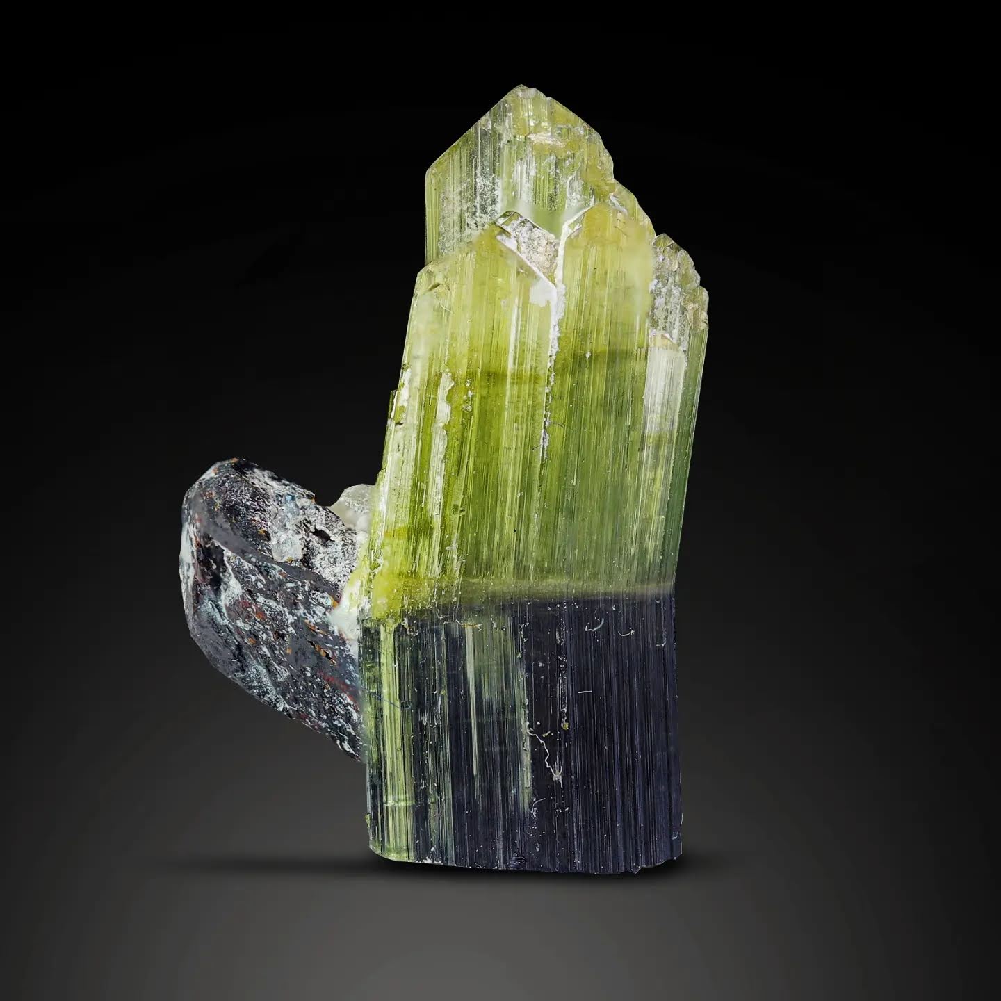 Combination Of Bi Color Tourmaline With Tantalite From Pakistan