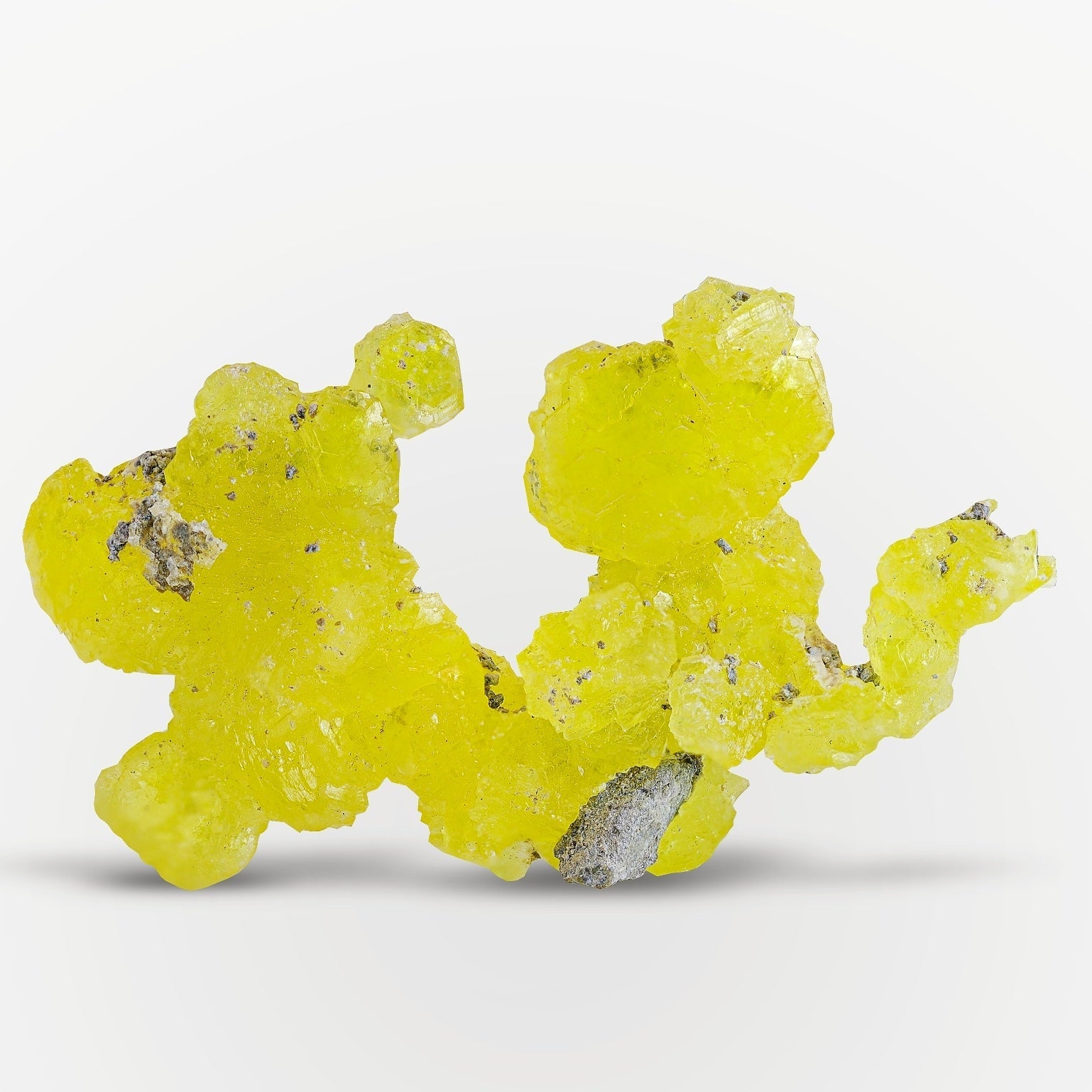 Lemon Yellow Brucite with Chromite Matrix