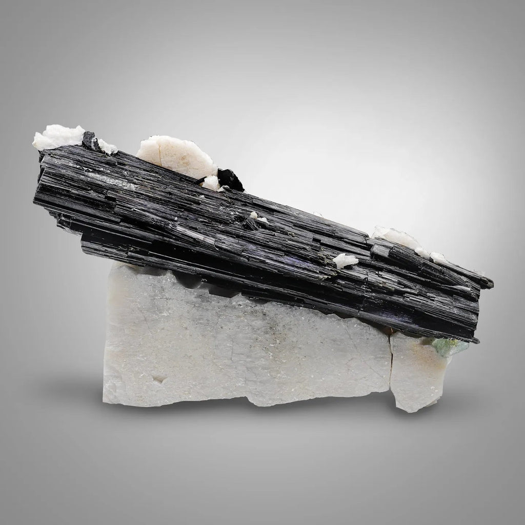 Schorl Black Tourmaline crystal nicely positioned on Albite from Pakistan