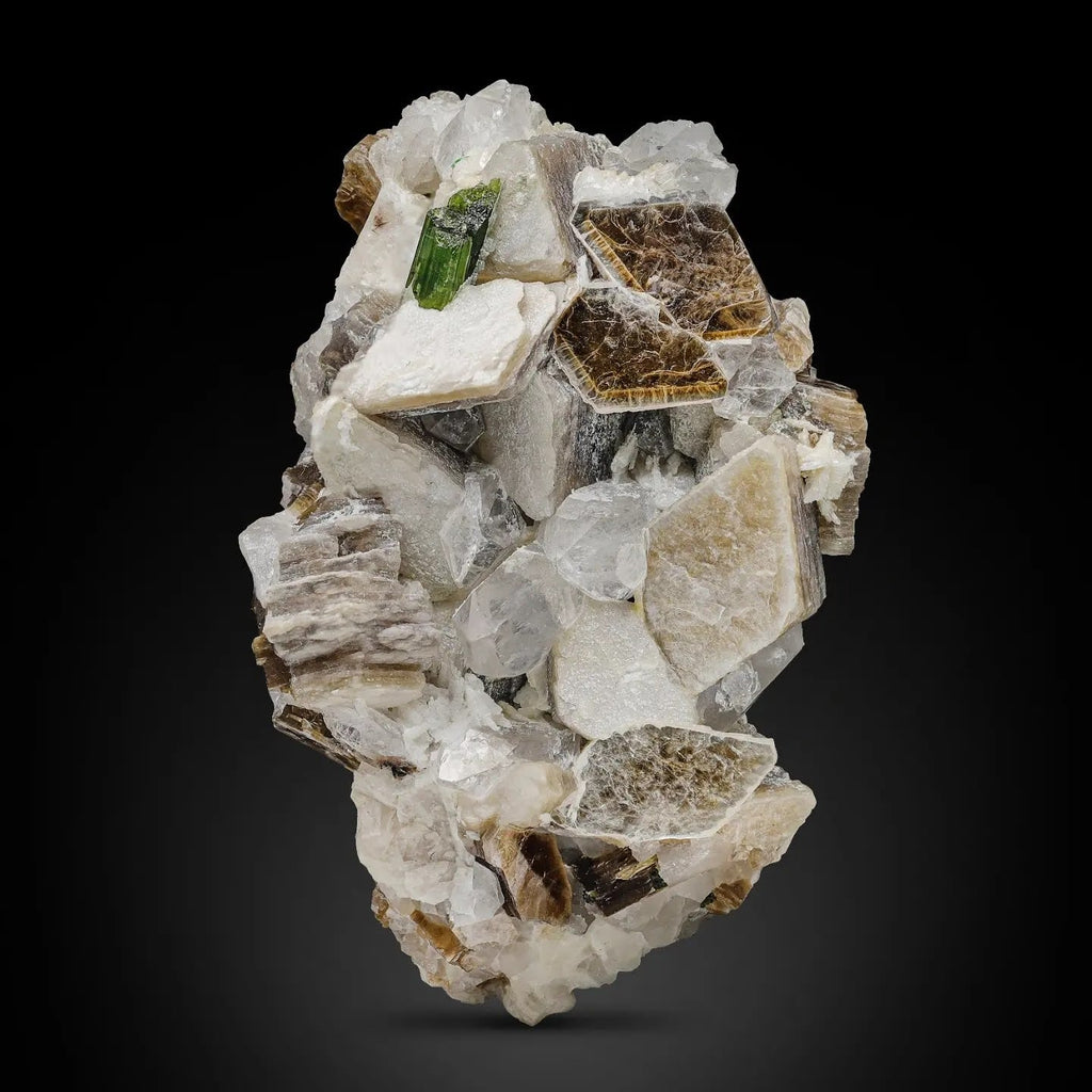 Muscovite With Tourmaline Crystals On Albite From Pakistan