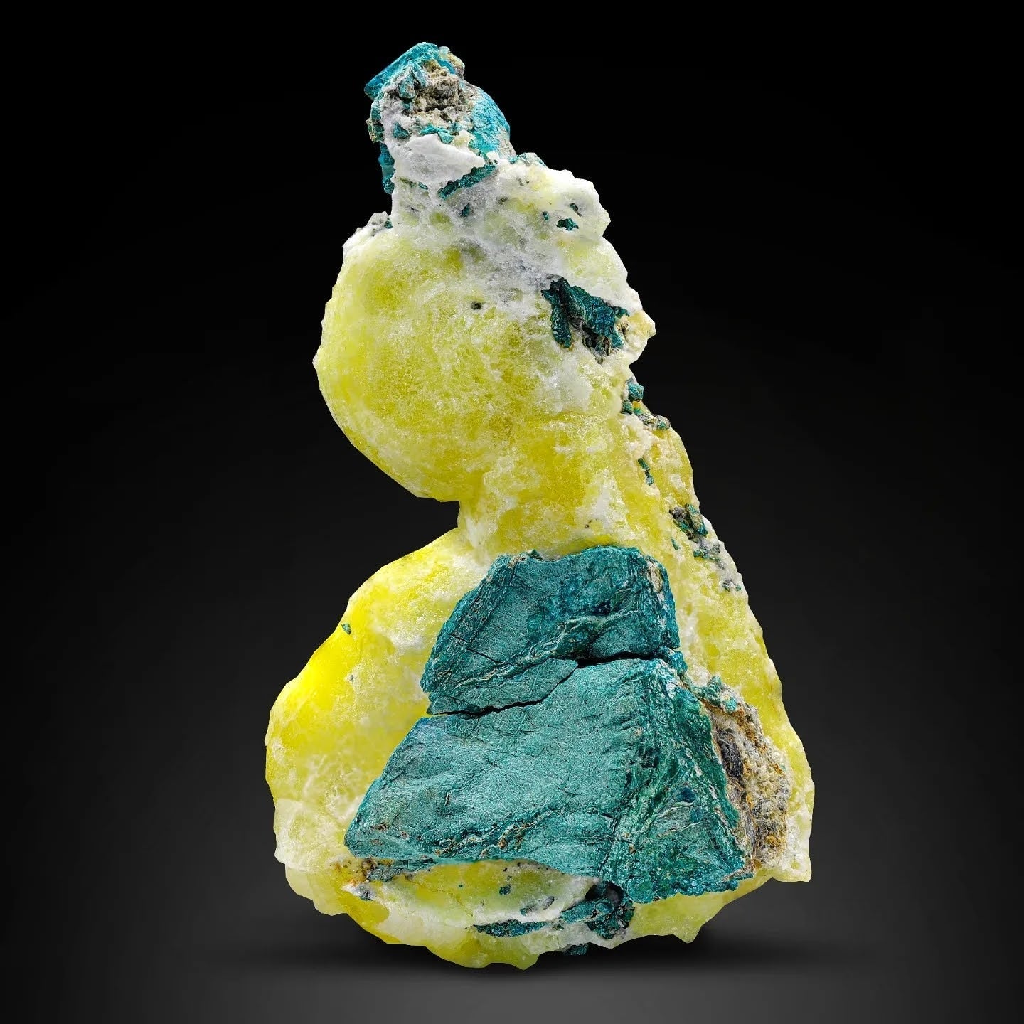 Yellow Brucite with Chrysocolla Matrix From Pakistan