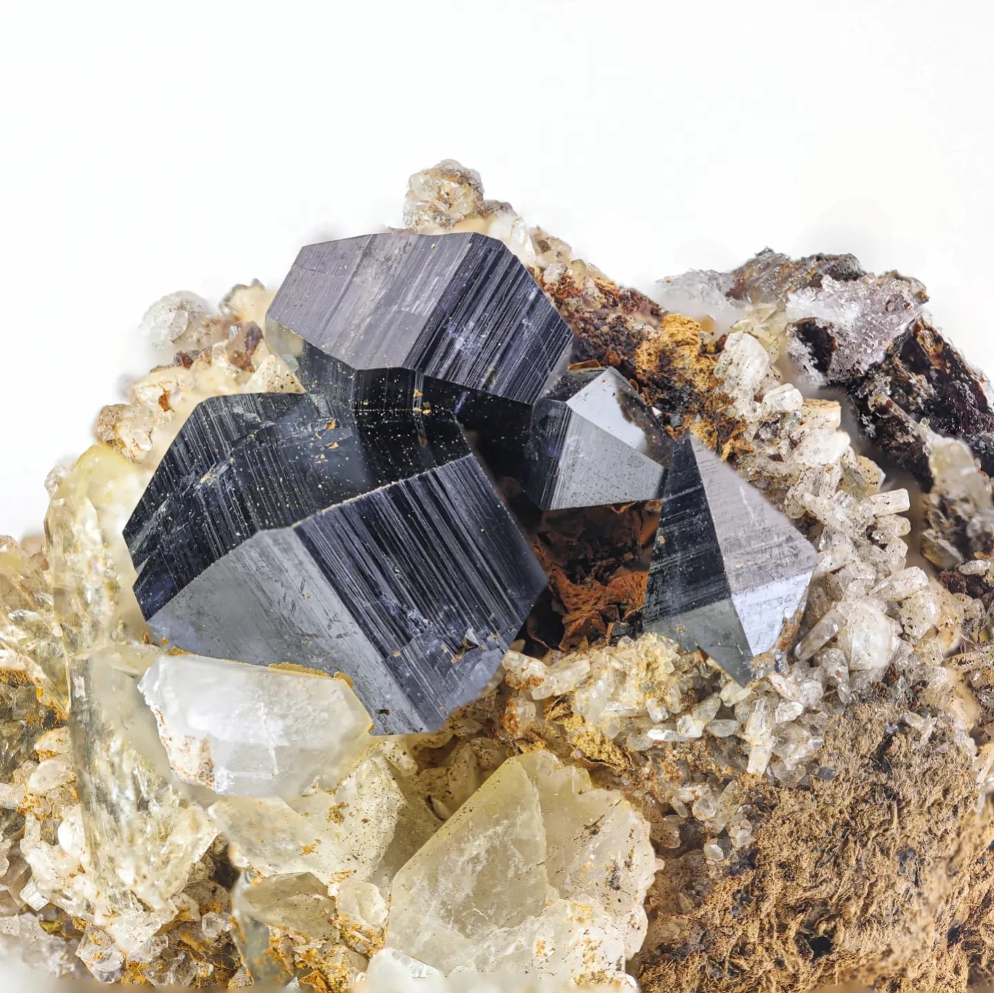 Gorgeous metallic luster Anatase crystals group on matrix from pakistan