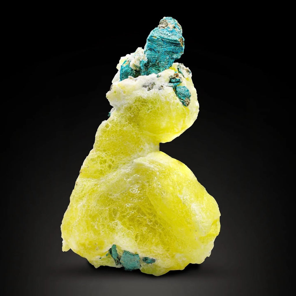 Yellow Brucite with Chrysocolla Matrix From Pakistan