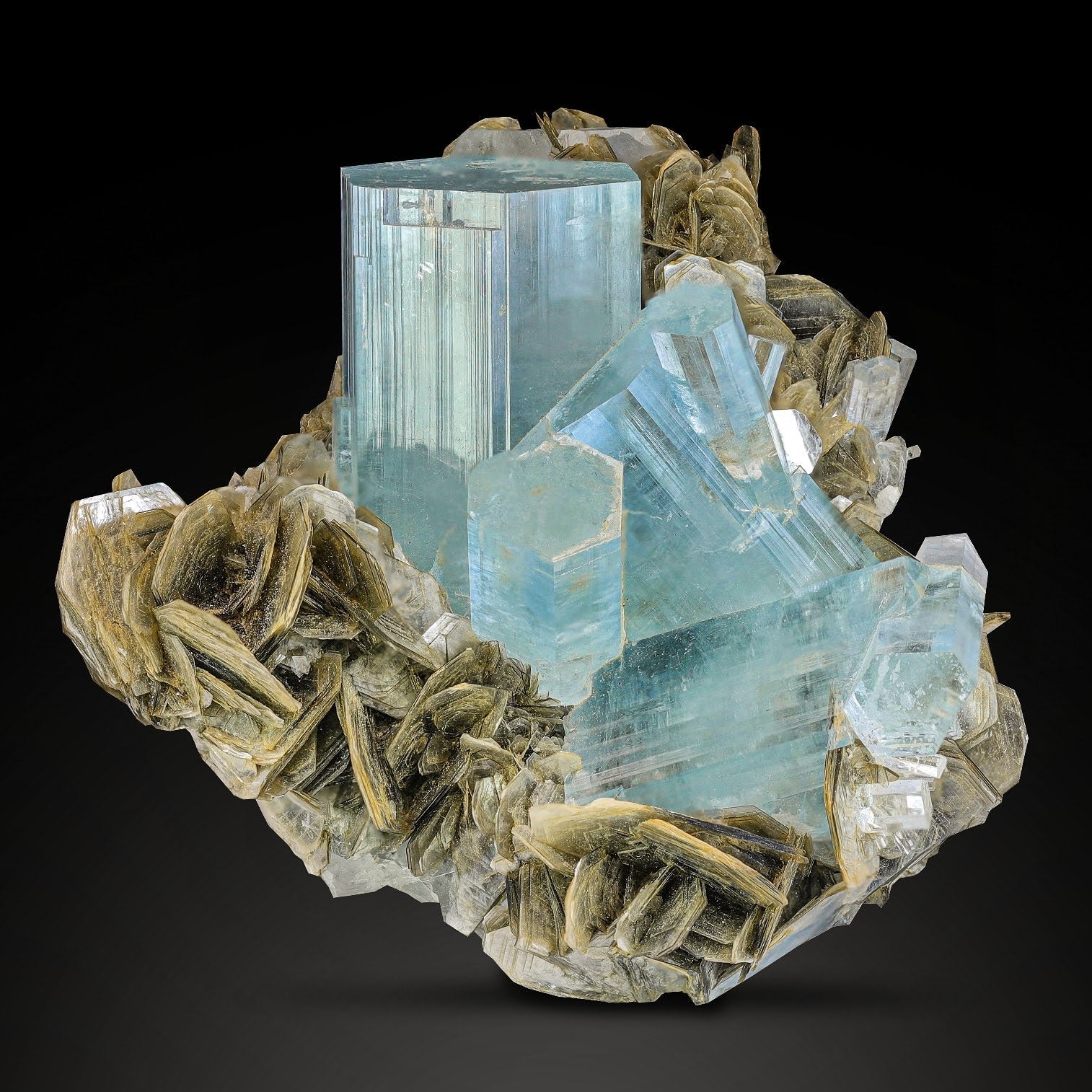 Aquamarine Cluster On Muscovite Matrix From Pakistan