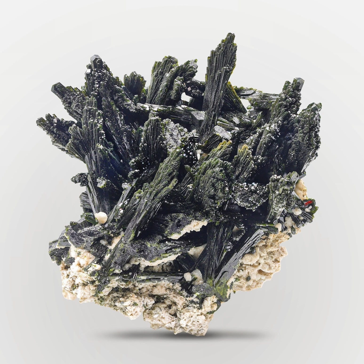 Epidote Cluster On Albite Matrix From Pakistan