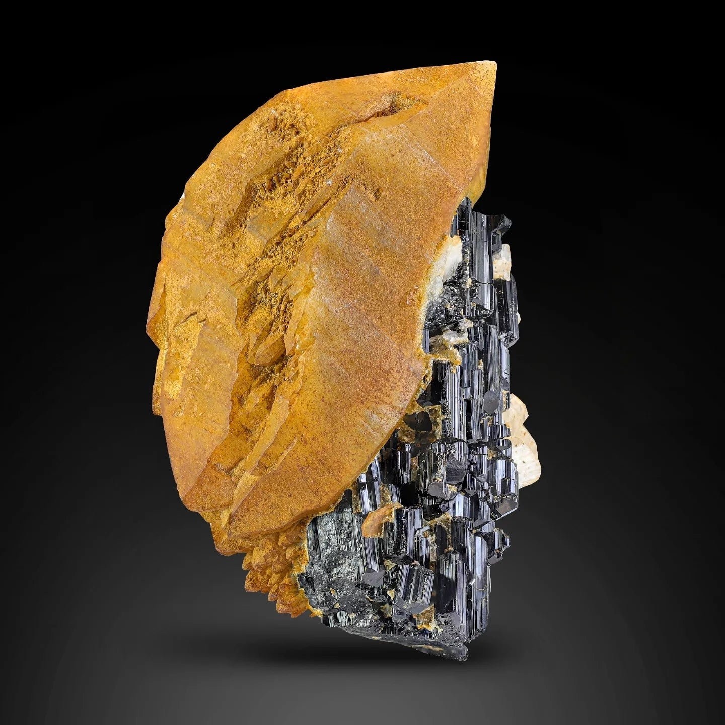 combination specimen of Quartz on Schorl with Garnet Crystals from Pakistan