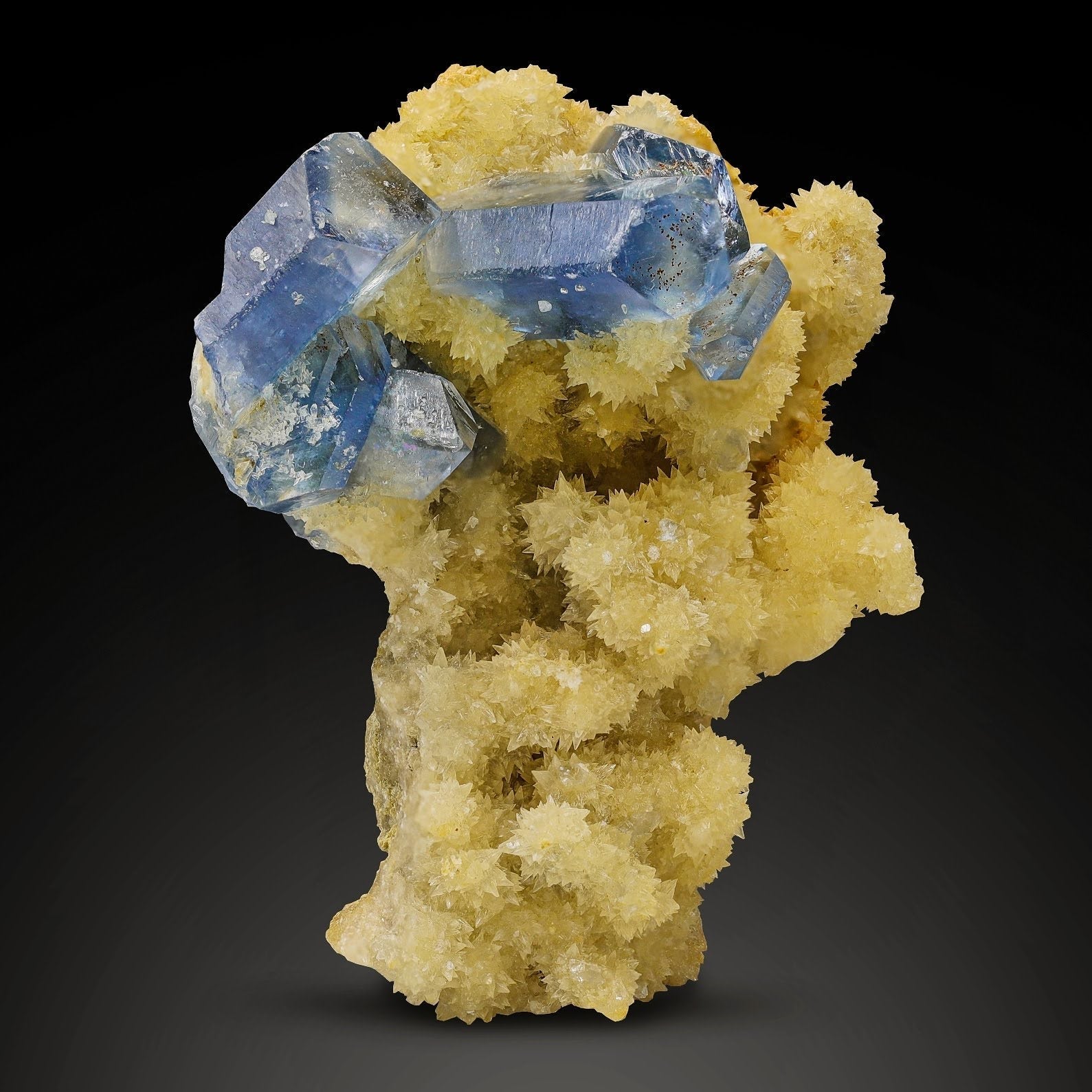 Vibrant Celestite Cluster On Calcite From Afghanistan