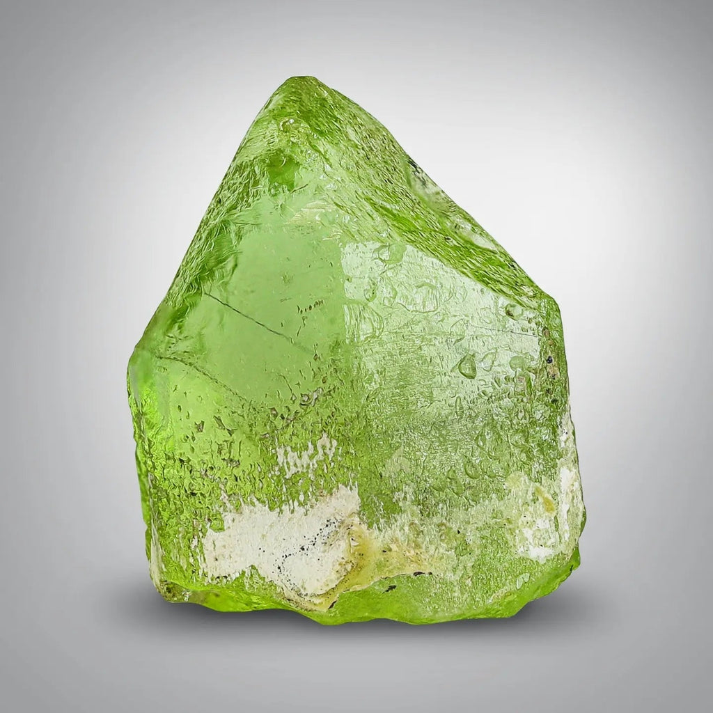 Grape-green Color Gem Double Terminated Peridot Crystal from Pakistan