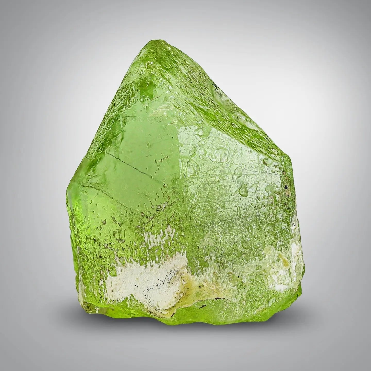 Grape-green Color Gem Double Terminated Peridot Crystal from Pakistan