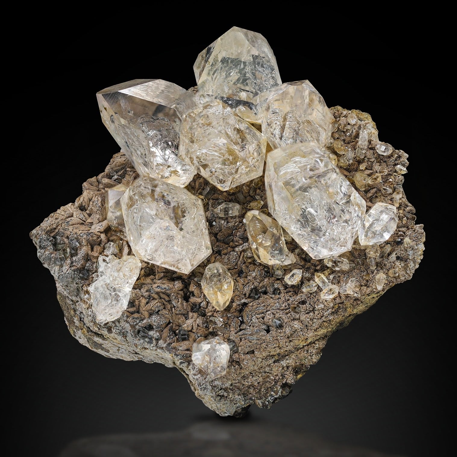 Quartz Crystals On Calcite Matrix From Pakistan