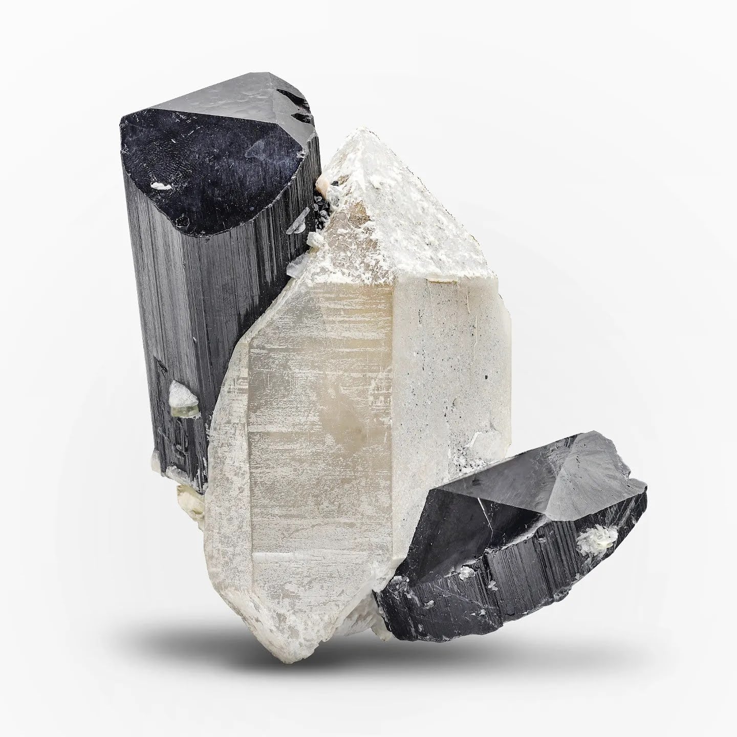 Schorl Black Tourmaline On Double Terminated Quartz from Pakistan