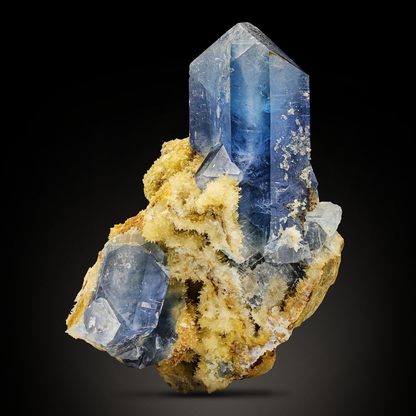 Blue Celestite With Calcite Matrix From Afghanistan