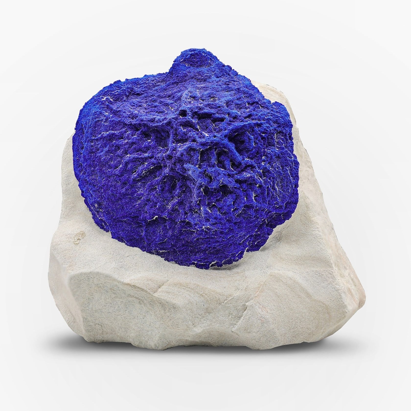 Blue Azurite Sun Crystal Perched On Matrix From Australia