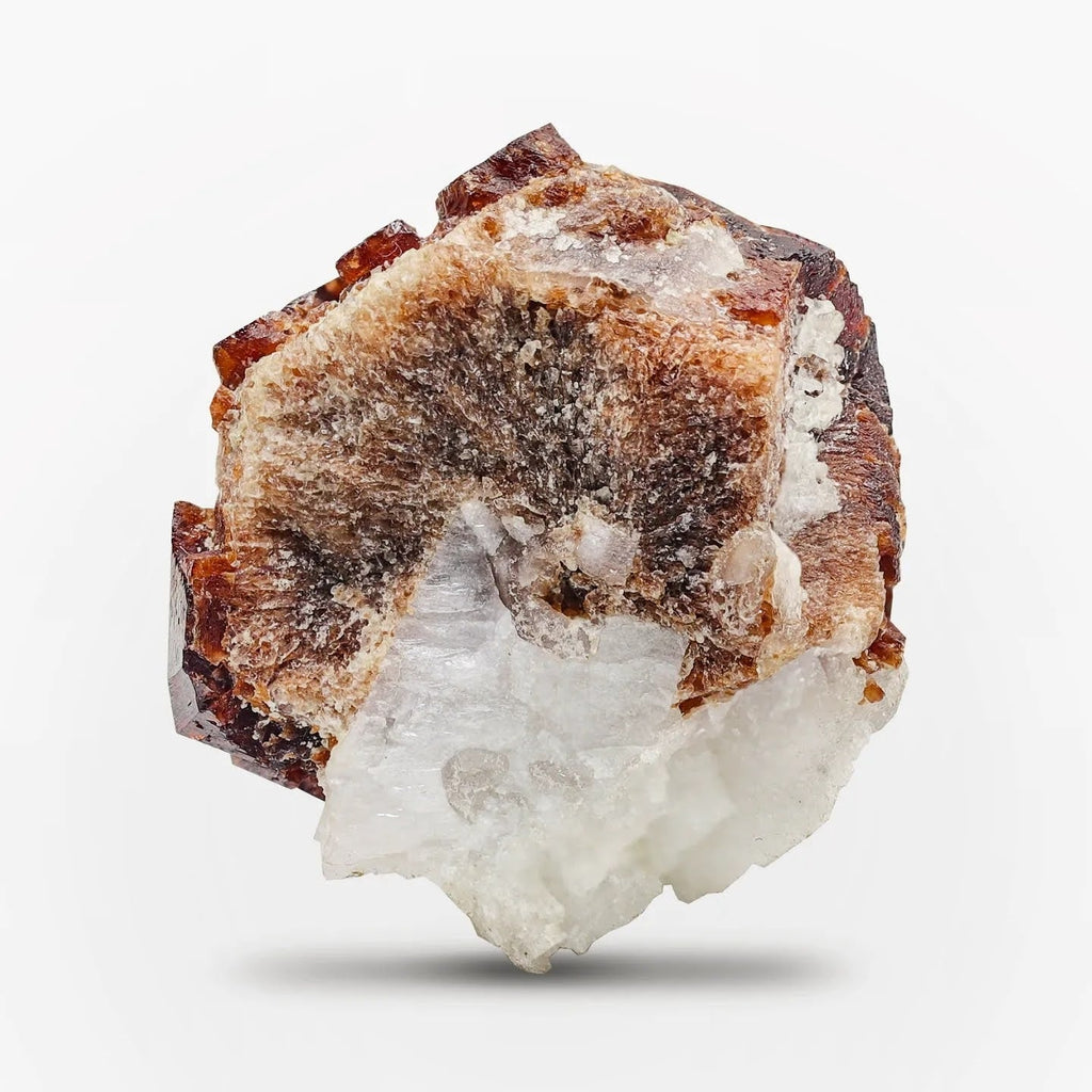 Red Spessartine Garnet Crystal On Albite Matrix From Pakistan
