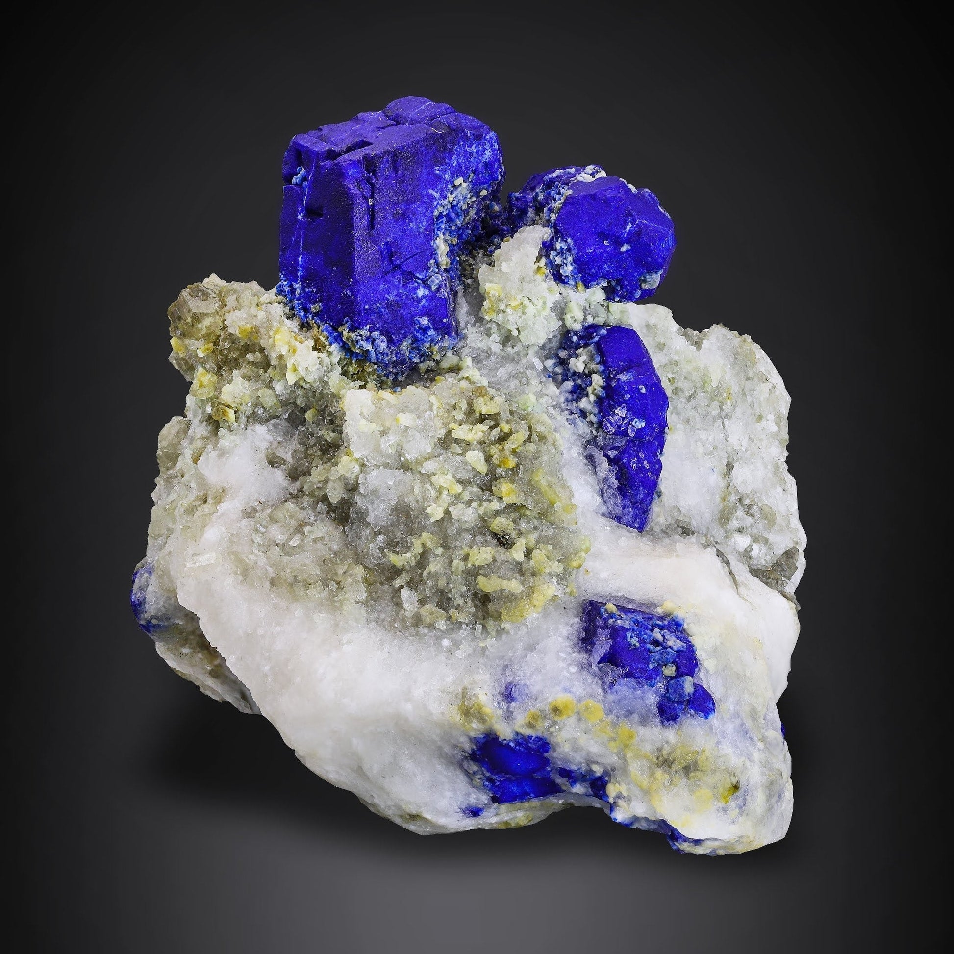 Lazurite Crystals On Calcite Matrix From Afghanistan