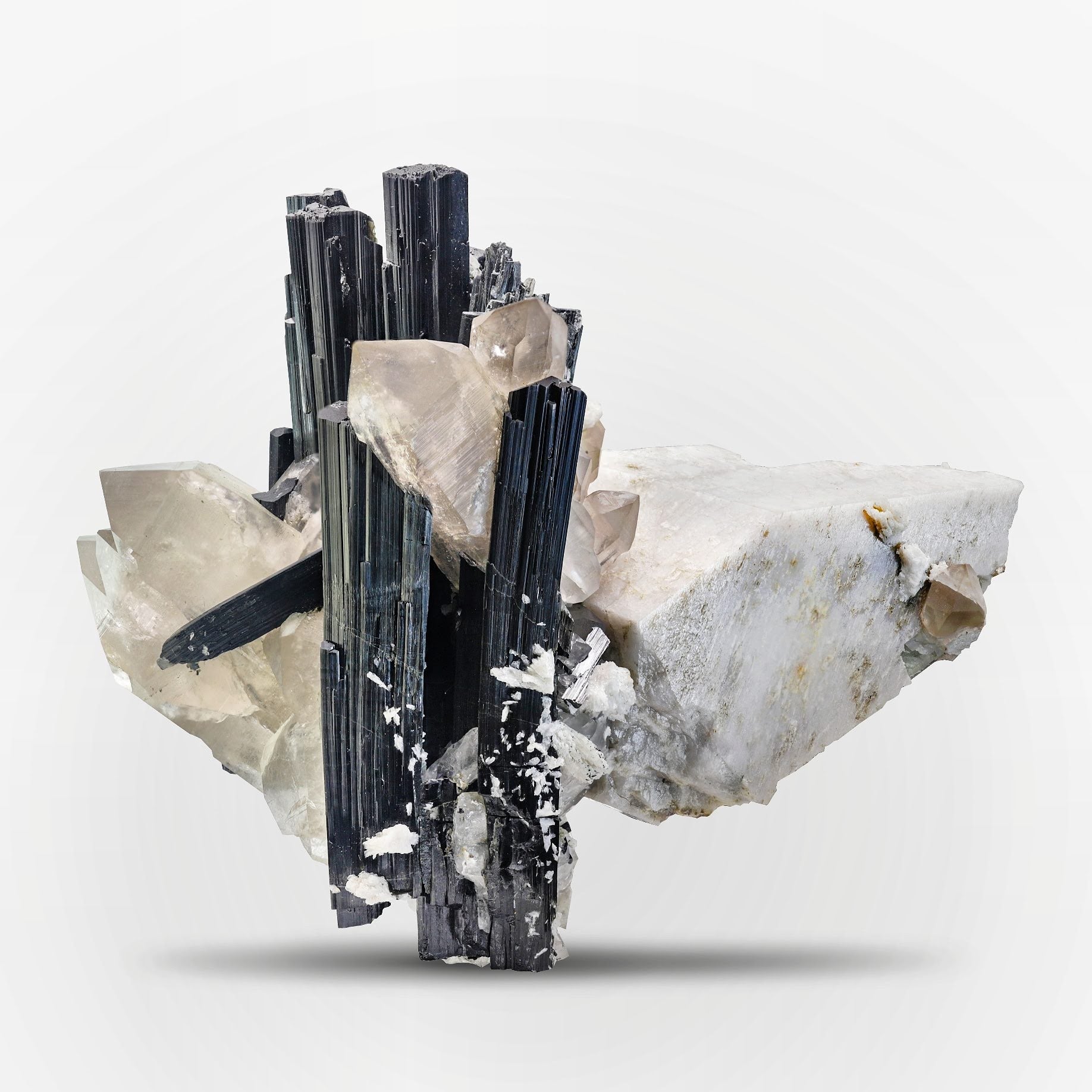 Schorl Black Tourmaline On Feldspar From Pakistan